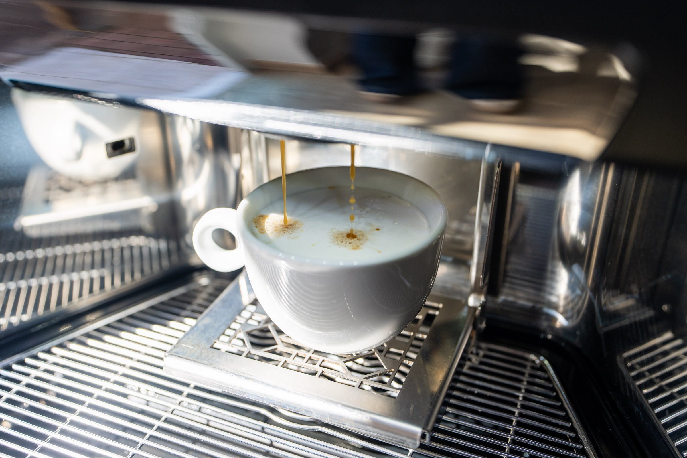 Coffee prepared by the breakfast coffee machine