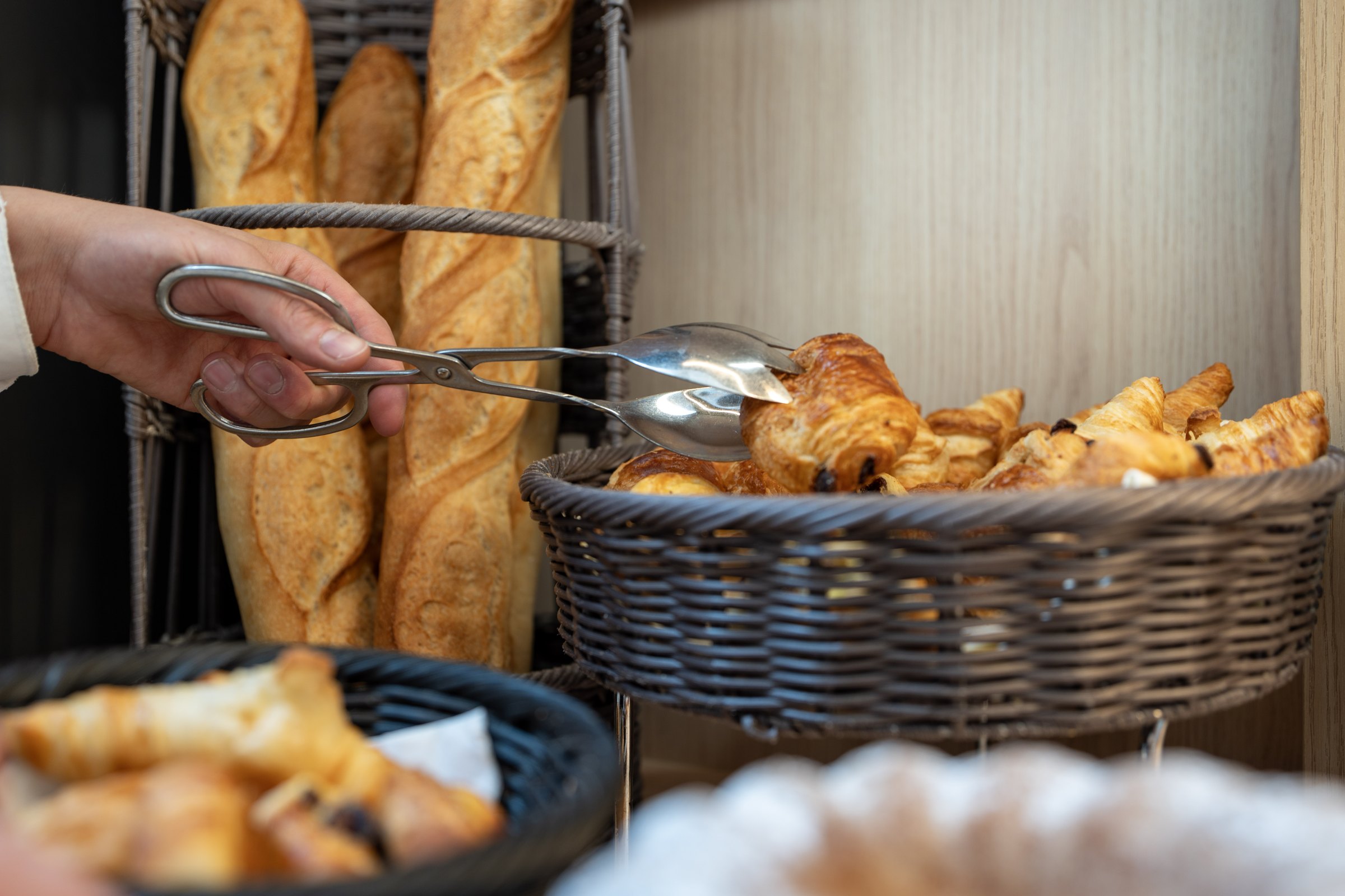 Croissants served from the breakfast buffet